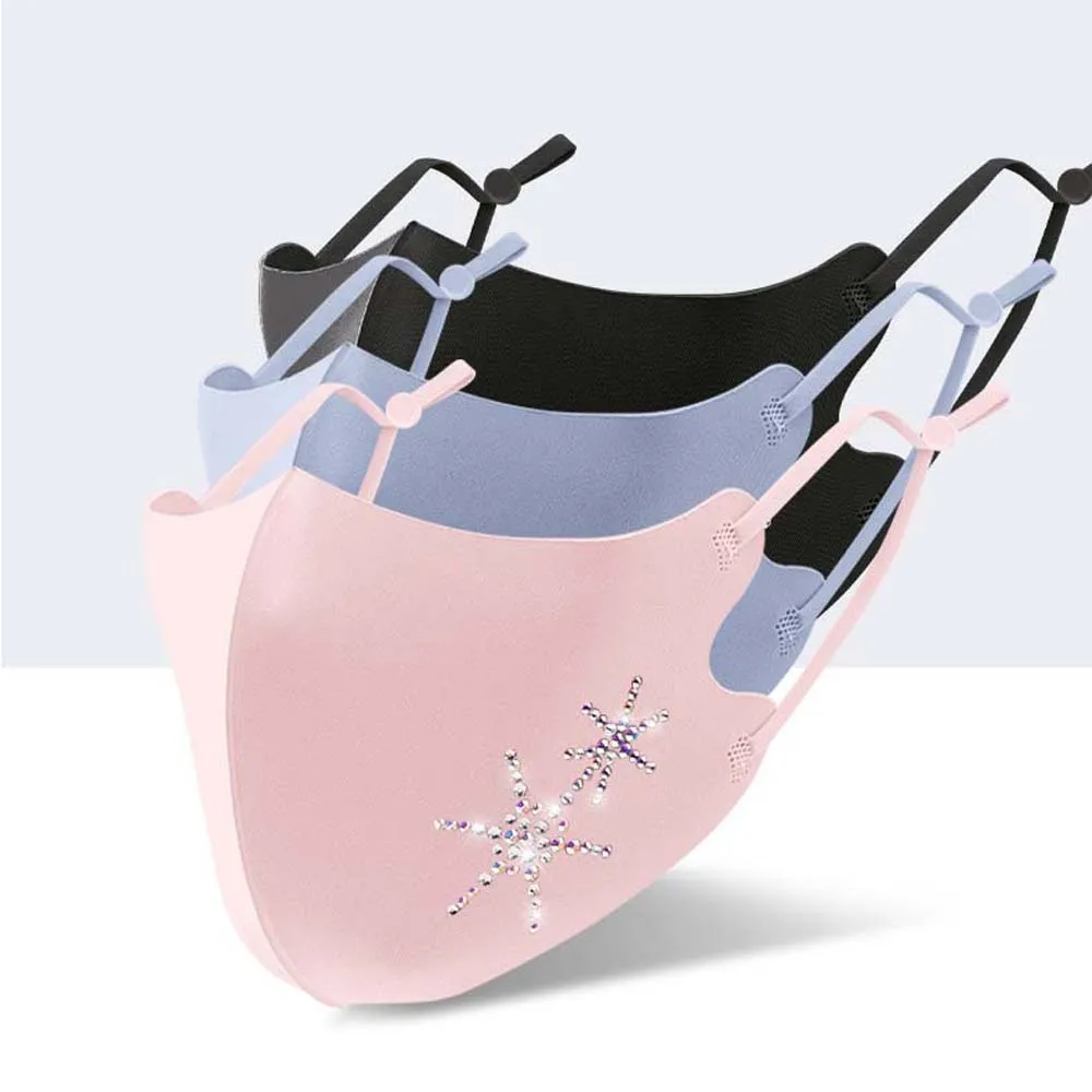Adjustable Safe Reusable Anti Haze Sun protection Breathable Rhinestone Anti-Dust Face Cover Dust Mask Health Care Face Mask face mask