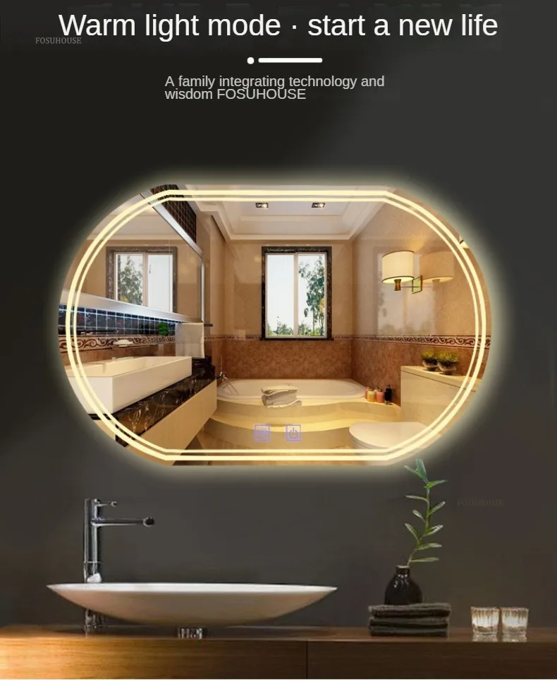 Description Picture 5 of itemEuropean Smart Mirror for Toilet Touch Screen Luminous Defogging Bath Mirrors Simple Light Luxury Household Mirrors for Bedroom