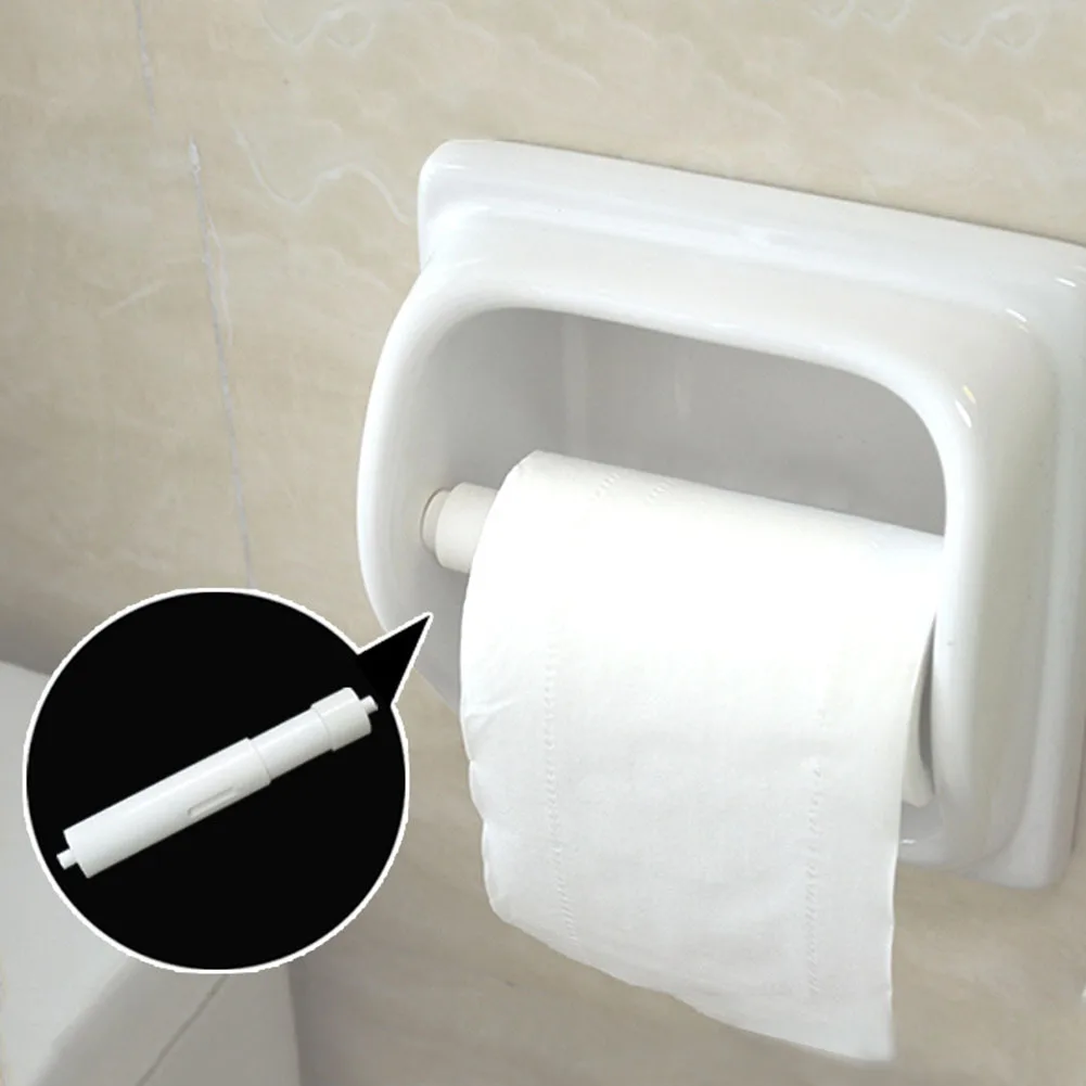 White Plastic Replacement Toilet Paper Roll Holder Stretch Roller SpindleBathroom Accessories