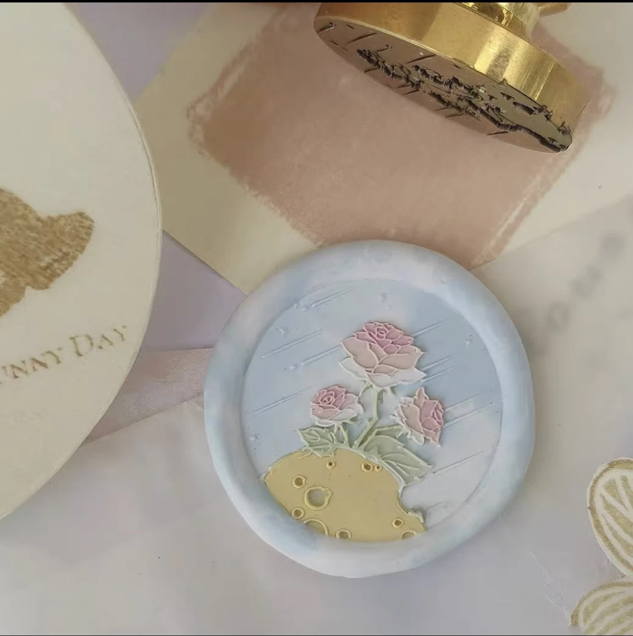 Retro 3D Relief Fire Seal Stamp round Oval Unique Brass Seal Head Wax Sealing for Handmade DIY Journaling Busin Supplies