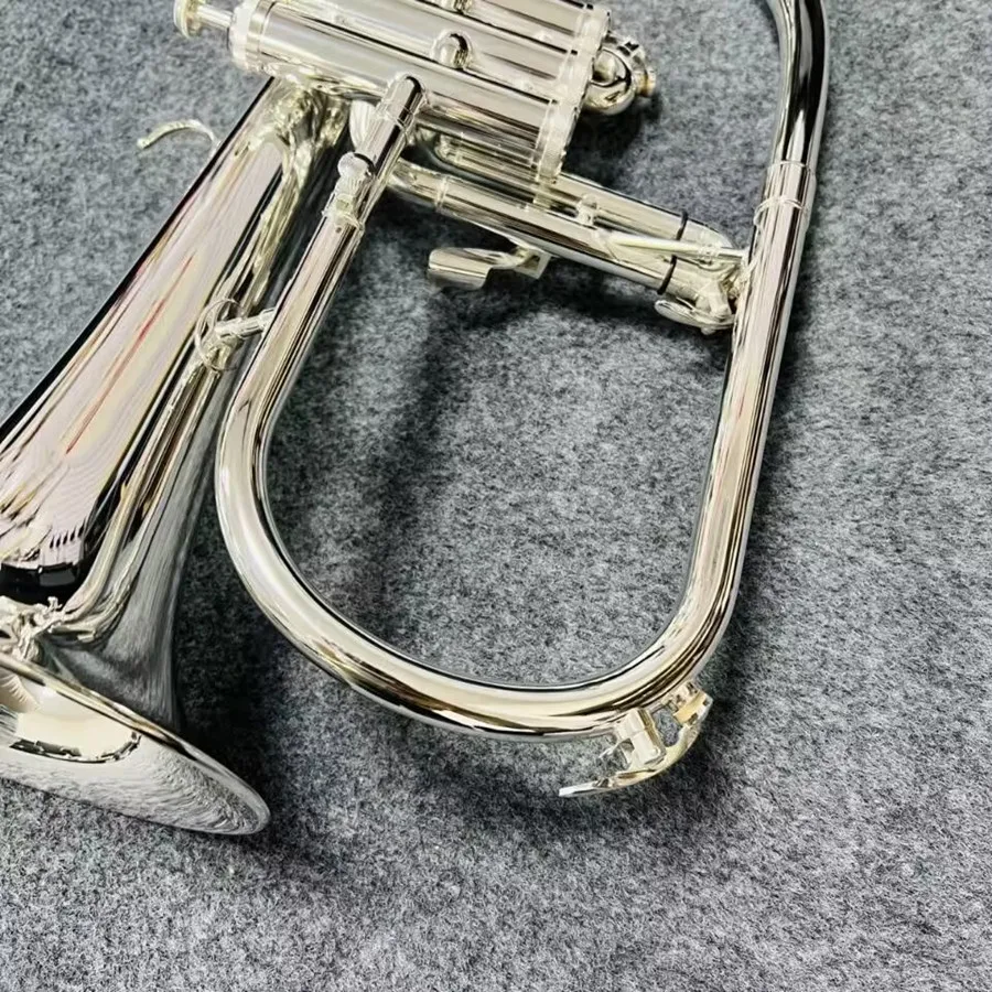 Professional flugelhorn B-flat all silvering made flugelhorn jazz instrument soft sound professional-grade tone trumpet horn