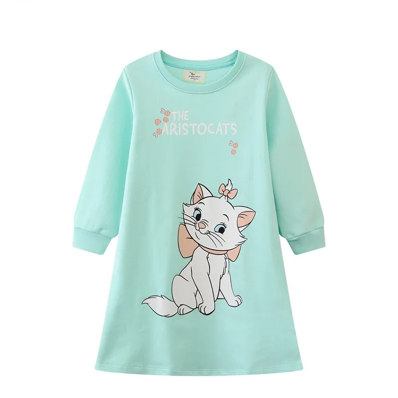 

New Girls Clothing Dress Cartoon Cat Pattern Clothing Kids Fashion Thickened Hoodie Spring Autumn Long Sleeved Princess Dress