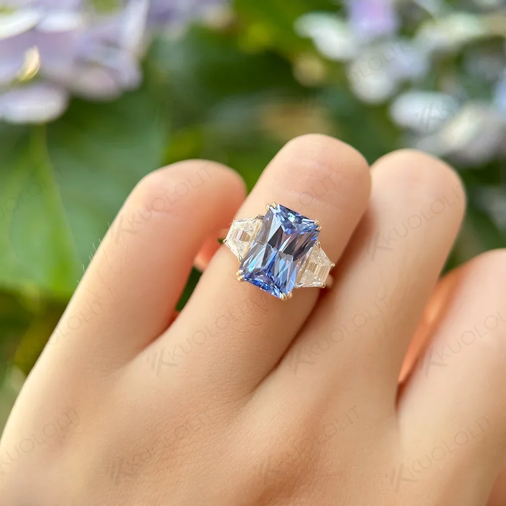 Kuololit 6ct LabGrown Padparacha Sapphire Moissanite Ring