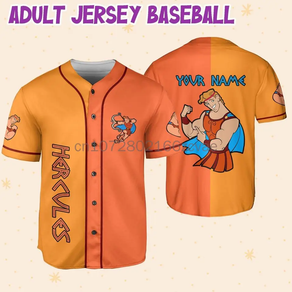 

New Baseball Jersey Disney Parks Hercules Baseball Jersey 3D Printed Mesh Casual Men's Women'sand Children's Baseball Shirt