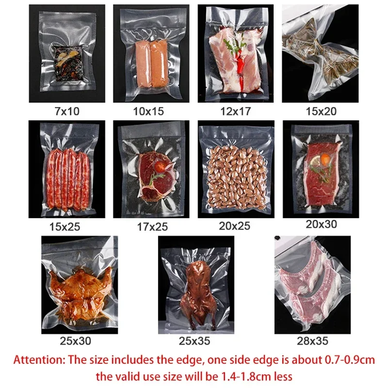 100pcs Food Vacuum Sealer Bags for Sous Vide Food Saver Kitchen Storage Bag BPA-Free Vacuum Packaging Bags Kitchen Tool 5