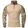 Outdoor Long Sleeve Tactical Shirts Combat Shirt 1/4 Zipper Ripstop Cotton Wear-resisting Camo Airsoft T Shirts Men Clothing 1