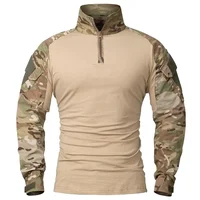 Outdoor Long Sleeve Tactical Shirts Combat Shirt 1/4 Zipper Ripstop Cotton Wear-resisting Camo Airsoft T Shirts Men Clothing 1