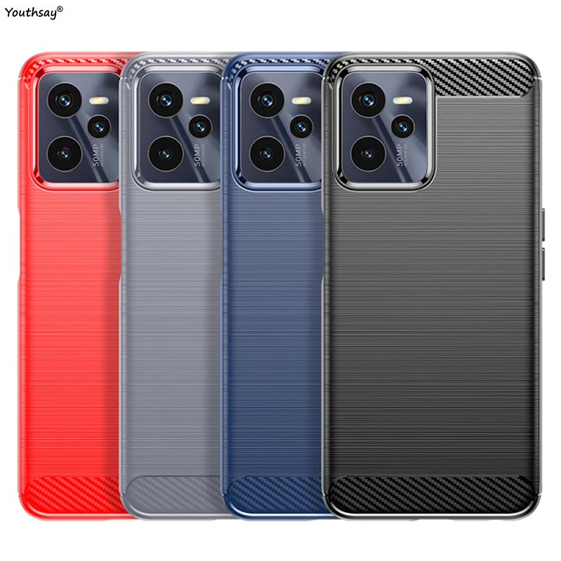 

For Realme C35 Case Soft Silicone Carbon Fiber Shield Protective Case For Realme C35 C21 9 Pro Plus 8 Case For Realme C35 Cover