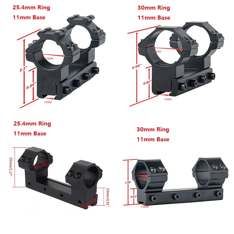 Hunting Scope Ring Mounts 11/20mm Base Optics Scope Pipe Diameter 25.4/30mm Sight Mount Adapter
