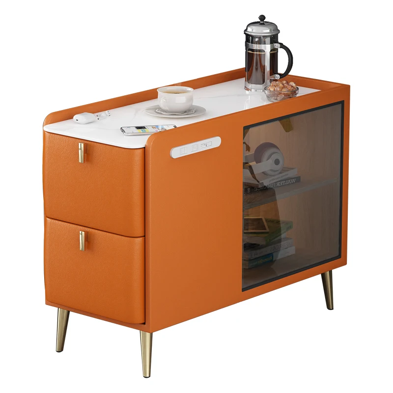 

YY Simple Stone Plate Side Table Corner Table Living Room Smart Wireless Charging Locker