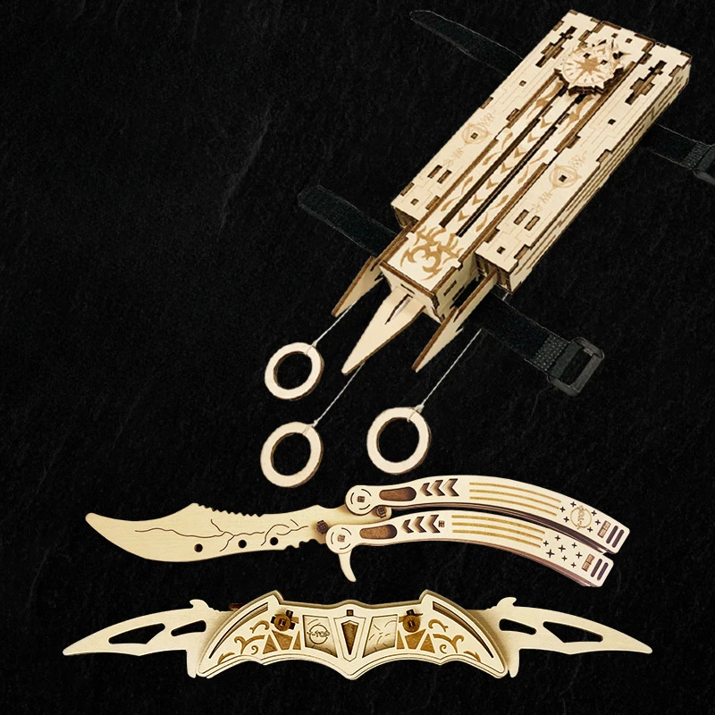 3D Wooden Butterfly Talons Knife Model Hand-assembled Adult and Children Educational Gifts Three-dimensional Crafts Ornaments. 4