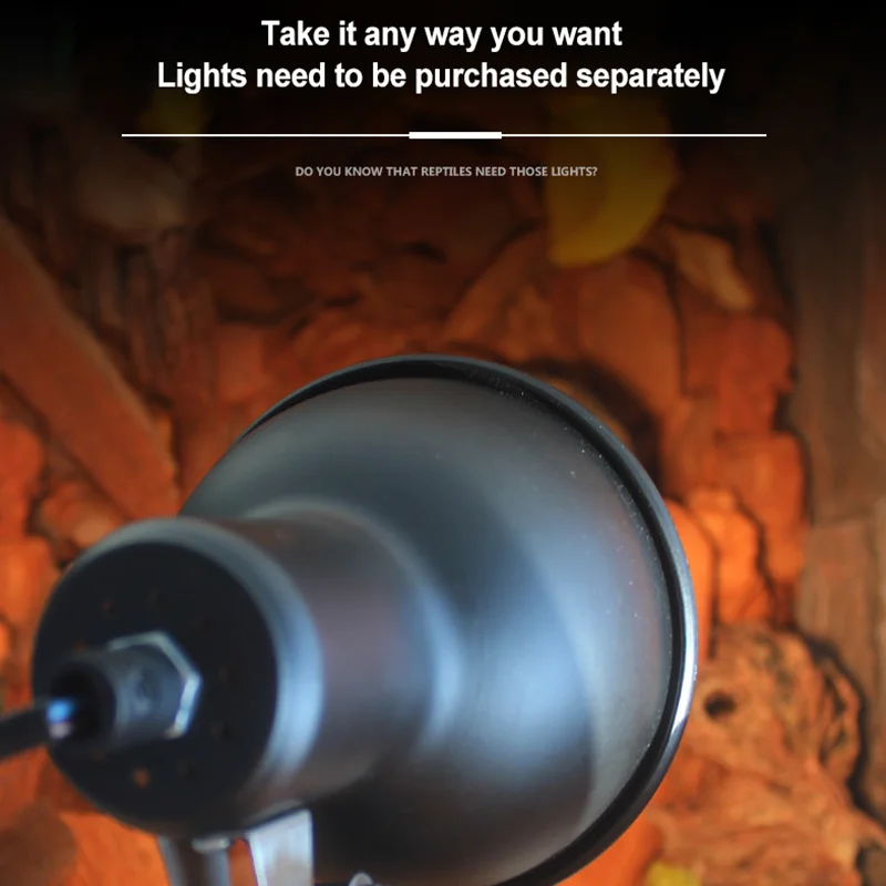 Reptile Ceramic Lamp Holder Adjustable Clip-on Metal Lampshade Calcium Supplement Heating Lamp Holder For Turtle Lizard Snake