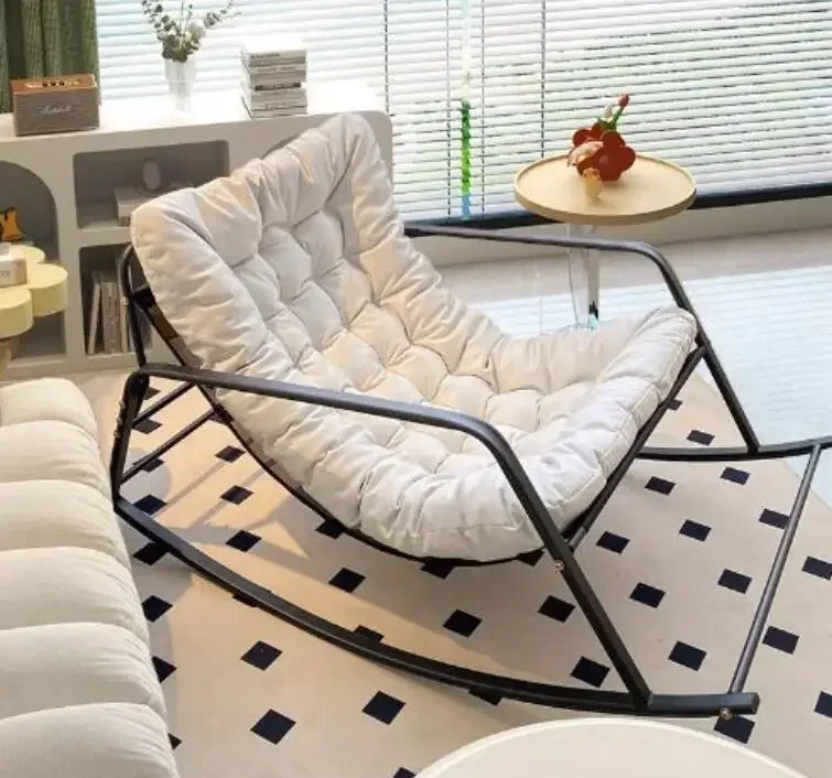 Adjustable Double Rocking Chair for Adults Leisure Chaise Lounge for Balcony and Home Large Folding Rocking Chair