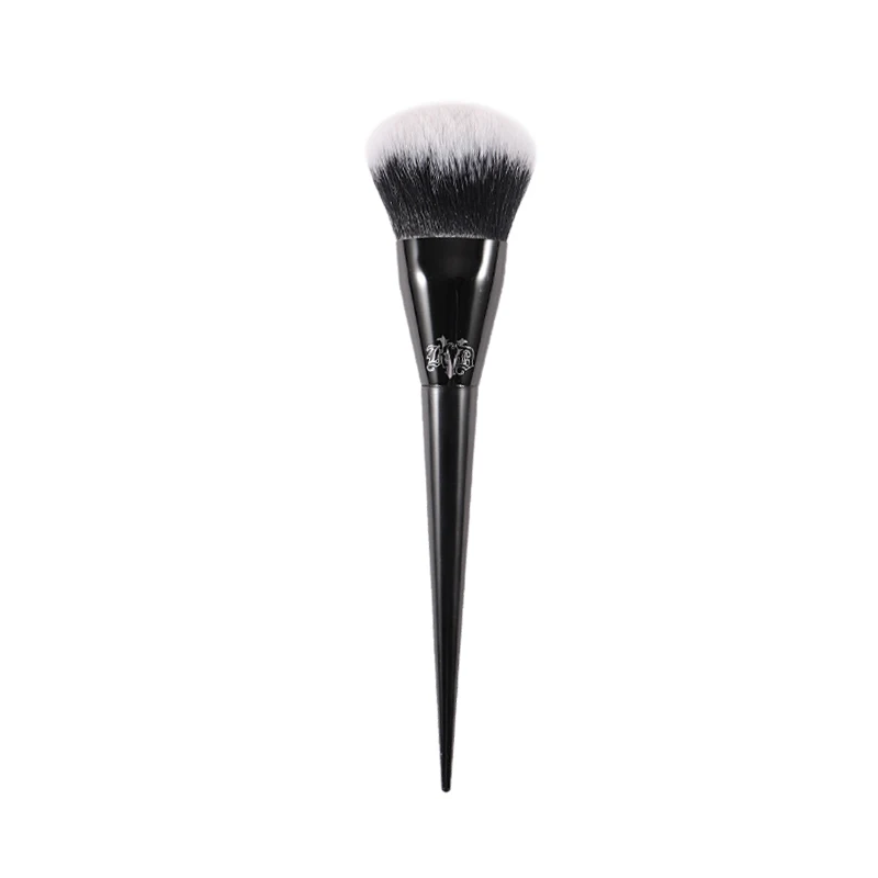 Pennello per trucco 22, pennello per cipria pressato, setole in fibra morbida, elegante manico nero, marca di pennelli per trucco da donna_voghion.com