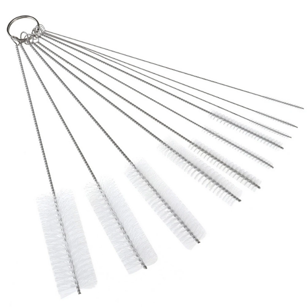 Cleaning Brush Cleaning Brush Set Corner Dust Remover 21CM Detachable Key Ring Dia 2-24MM Mini Stainless Steel