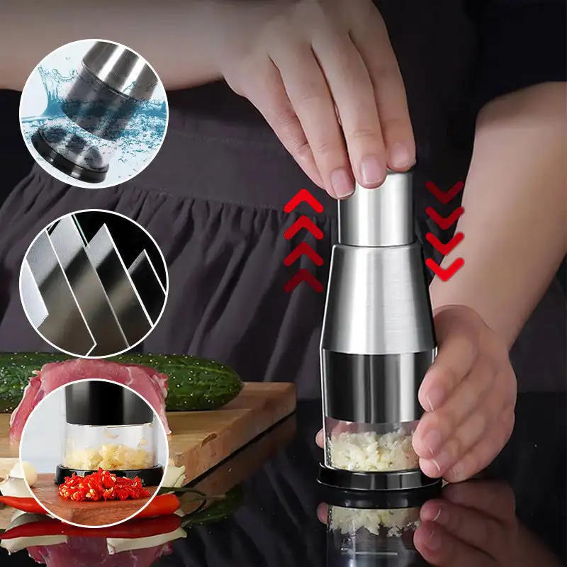 Stainless Steel Garlic Crusher and Peeler, Garlic Press, Ginger Garlic  Chopper, Garlic Presser, Garlic Mincer, Garlic Crusher for Kitchen Plastic