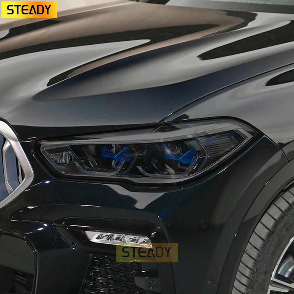 

2 Pcs Car Headlight Protective Film Headlamp Restoration Transparent Black TPU Sticker For BMW X6 G06 2020 - Accessories