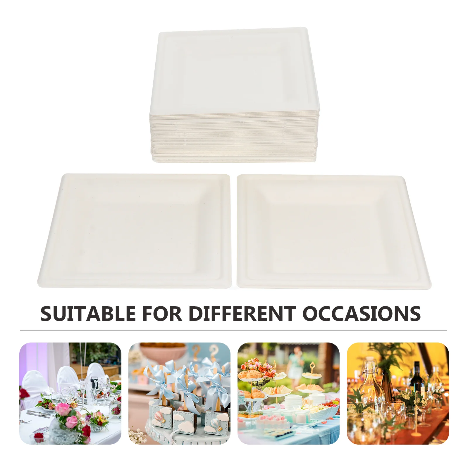50 Pcs Pulp Disc Cake Plate Paper Dish Plates Party Supplies Kitchen Decorate Portable Dance Child