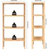 4 Tier Bamboo Storage Shelf Freestanding Bookcase Bathroom Kitchen Organizer Sturdy Moisture Resistant Space Saving Rack 4