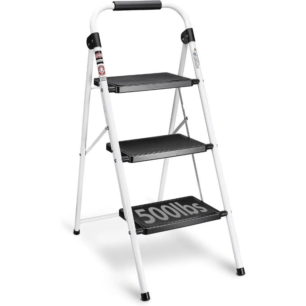 

3 Step Ladder,Folding Step Stool for Adults with Handle, Lightweight Stepstool Perfect for Kitchen Household,Portable