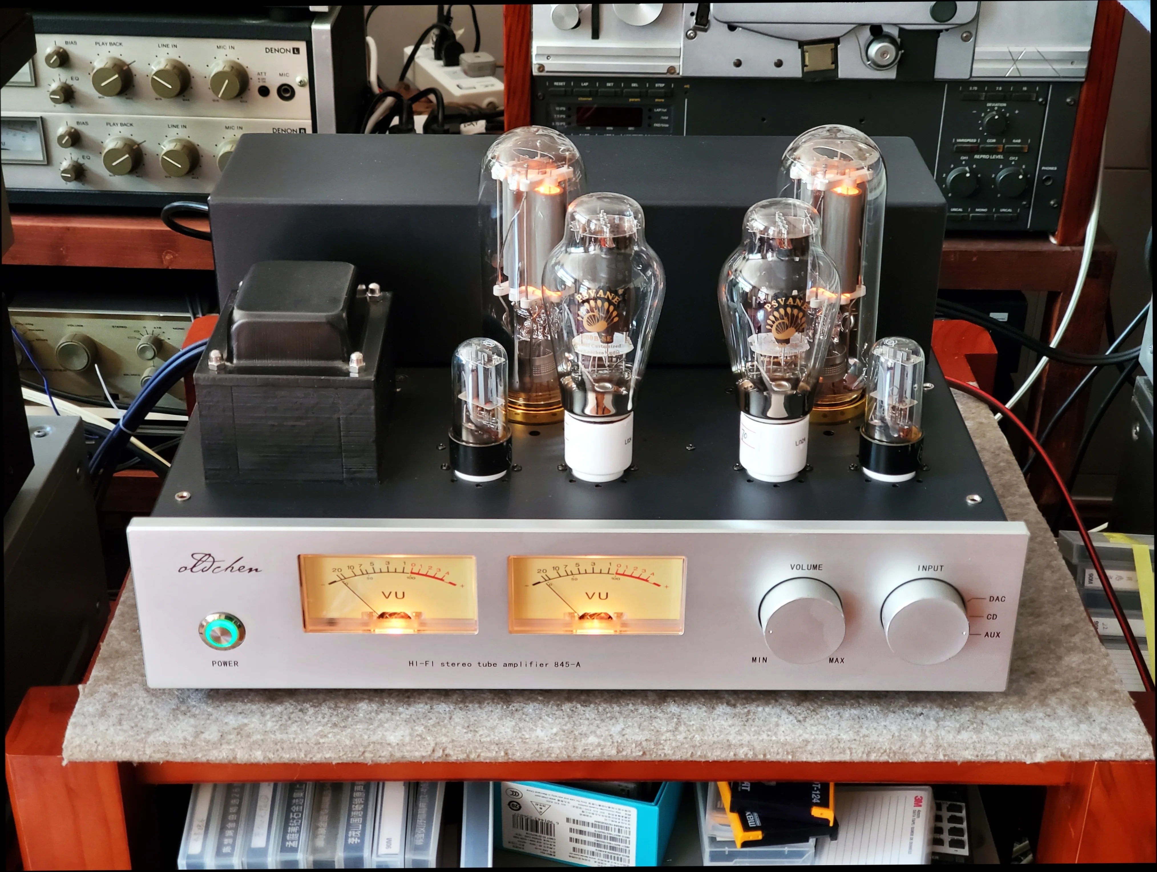 

LaoChen 845 Tube Amplifier，Single-Ended Class A 300B 6SN7 Driver Flagship Lamp Amp，Oldchen 300B push 845 Tube Amplifier