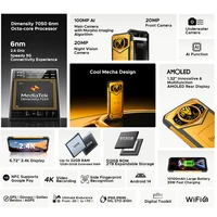 World Premiere DOOGEE S200 X 5G 12GB 512GB Rugged Phone MTK Dimensity 7050 10100mAh battery 33W 6.72” FHD+120Hz IPS screen 2
