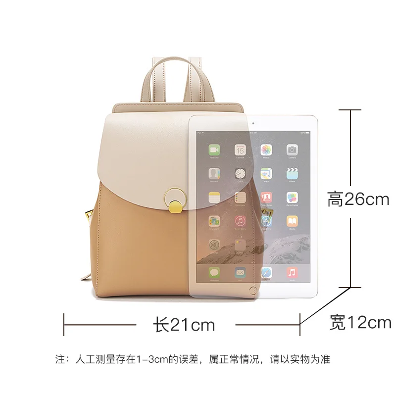 New Women Cowhide Leather Shoulder Backpack For Teenage Girls Luxury Brand Bags