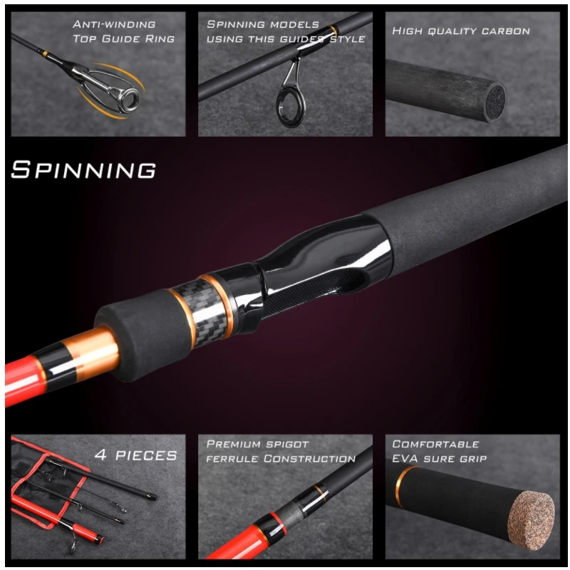 Yiyi 4-section Carbon Fiber Portable Travel Fishing Rod Ultra