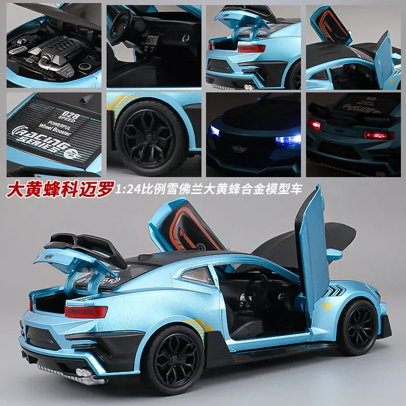 1:24 Chevrolet Camaro Hornet Alloy Metal Car Model Simulation Sound And Light Pull Back Toy Car Boys Collection Ornament Gift 4