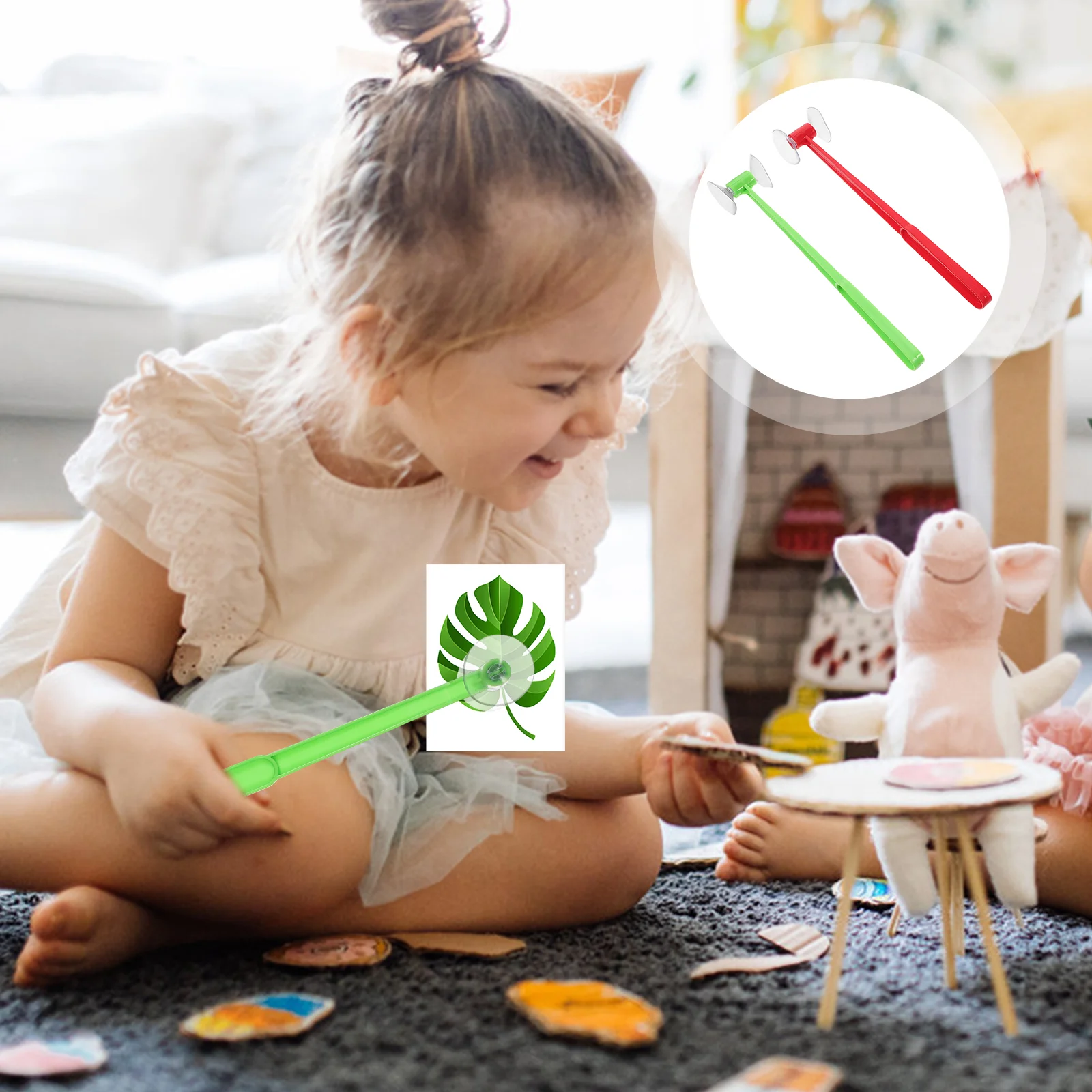

2 Pcs Children Pounding Toy Sucker Toys Punishing Kids Hammers Plastic Disc Cheering