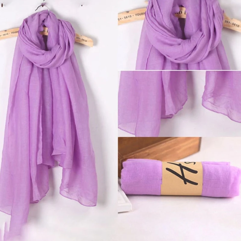 Women Lightweight Super Large Summer Beach Wrap Scarves Solid Color Long Shawl for Head Scarves Wrap Turb 4