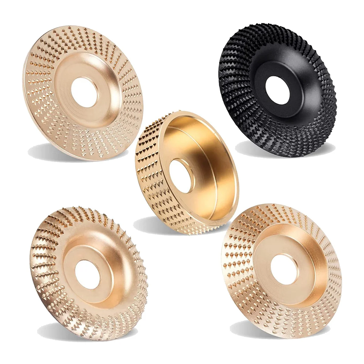 

5PCS Angle Grinder Wood Carving Disc Set, 4 and 4 1/2 Angle Grinder Attachments with 5/8 Inch Arbor, Stump Grinder Tool