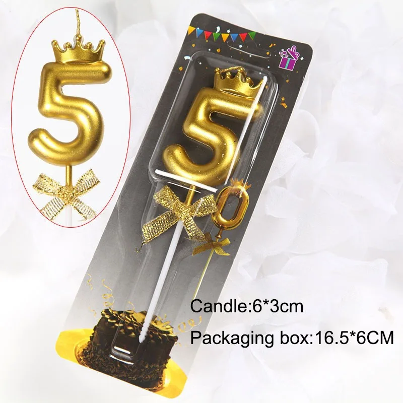 Glitter Crown Design 3D Number Candle for Birthdays and Celebrations