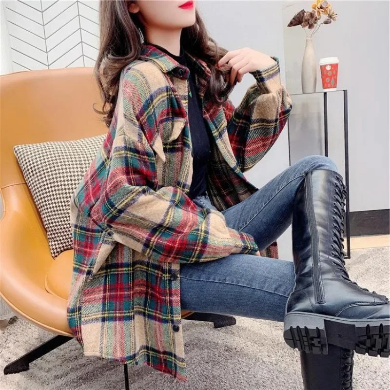 سترة للنساء تحقق معاطف ربيع الخريف خمر امرأة 2025...