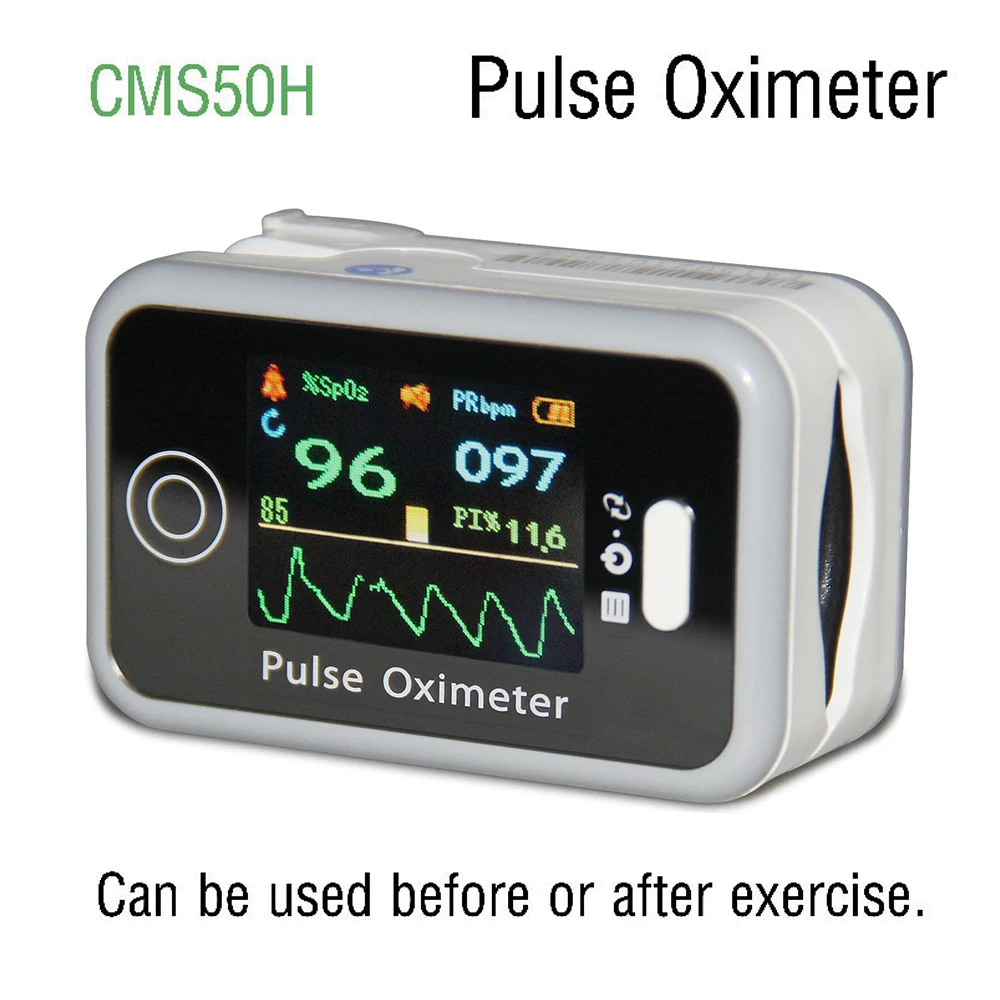 CMS50H Finger Pulse Oximeter LED Portable Family Fingertip Blood Oxygen SpO2 Heart Rate PI Monitor USB Software