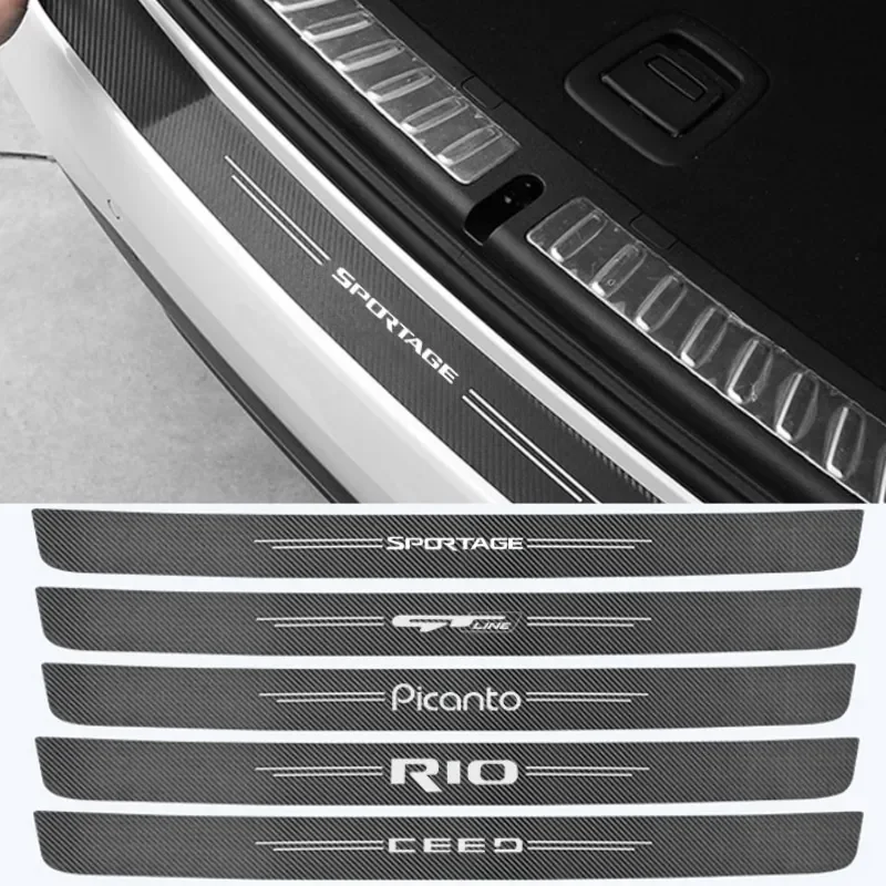 1Pc Car Trunk Door Davanzale Paraurti Guard Protector Plate Sticker Per Kia Gt Gtline Sportage Rio Kx3 K7 Kx7 Sorento Picanto Soul Ceed