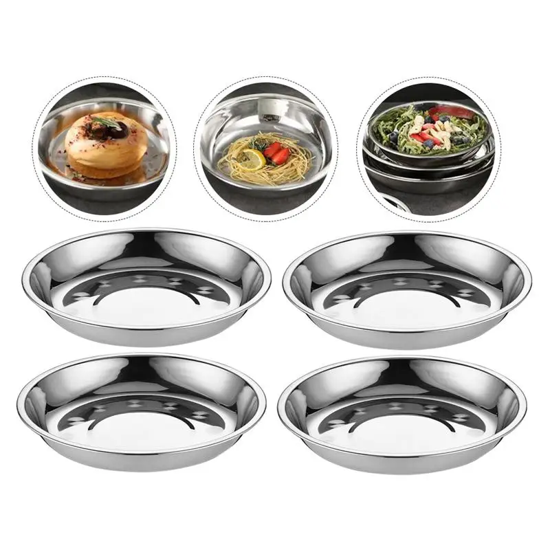 Snack Bowl 6Pcs Stainless Steel Food Round Pasta Bowl Fruit Trays Salad Dessert Dishes