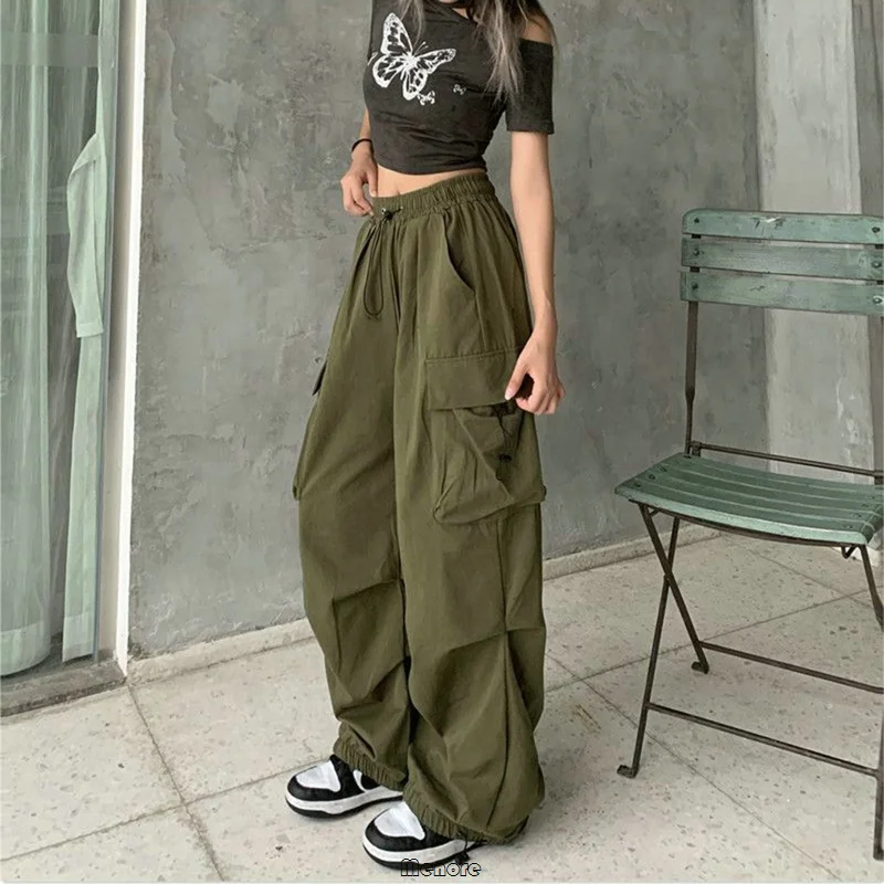 

Y2k Fashion Cargo Pants Women Streetwear Casual Wide Leg Pants Harajuku Vintage Solid Baggy Straight Trousers 3XL Sweatpants