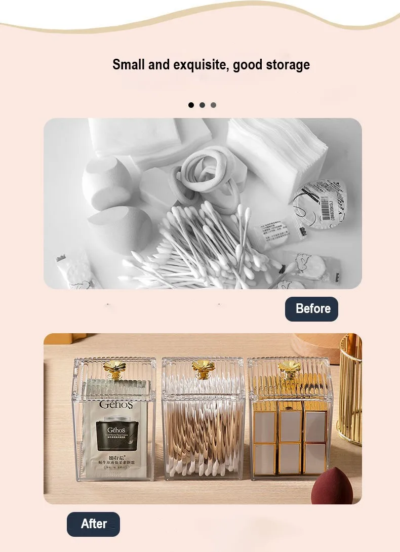 Transparent Cosmetic Jewelry Remover Pads Container, Makeup Cotton Pads, Organizing