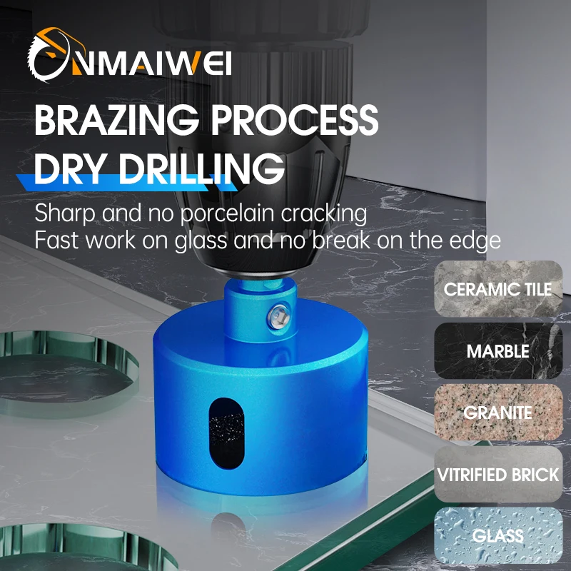 Diamond Coated Hole Saw Set for Glass, Marble, Granite, Stone, and Porcelain