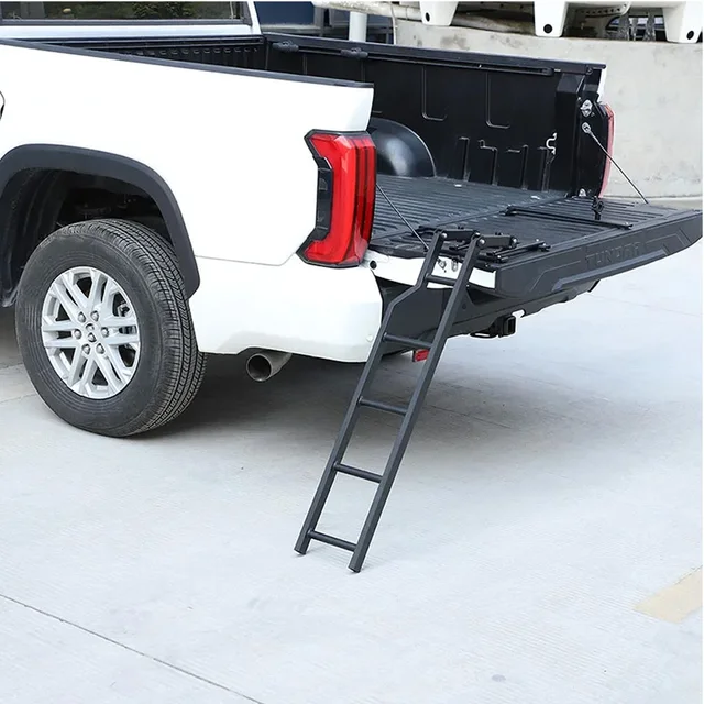 thumbnail image 2 of Tailgate Steps For Pickup Trucks Beech Lane Universal Pickup Truck Tailgate Ladder | Folding Aluminum Ladder With Rubber Feet & Grip Plates, Up To 45" Foldable Ladder 2 of 13
