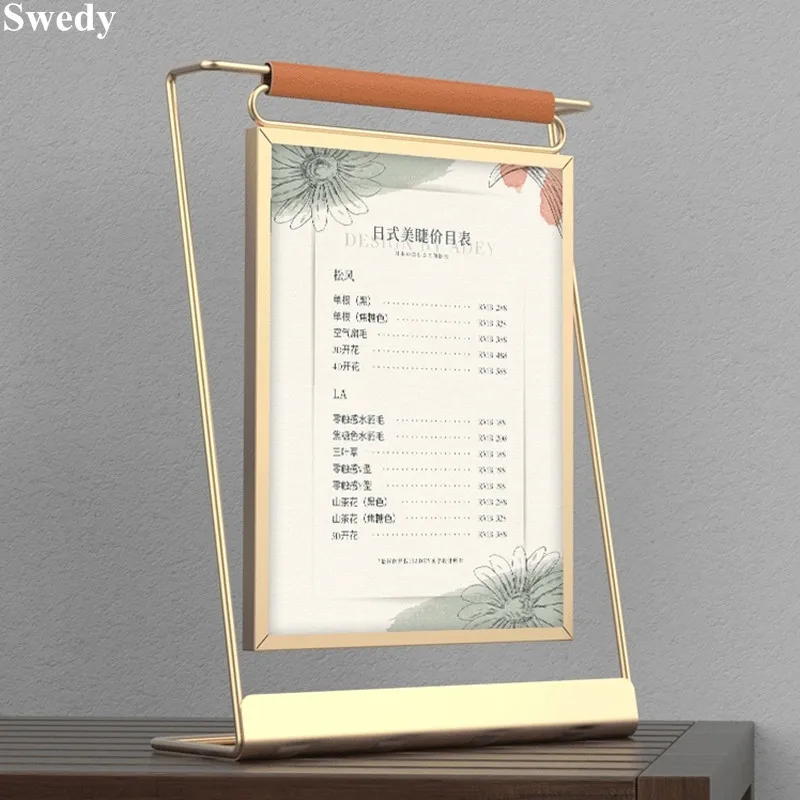금속 미용실 스킨 사인 거치대 테이블 네일 가격 목록, 거치대 디스플레이 스탠드, 웨딩 사진 메뉴, 종이 프레임, 8 인치, 225x175mm