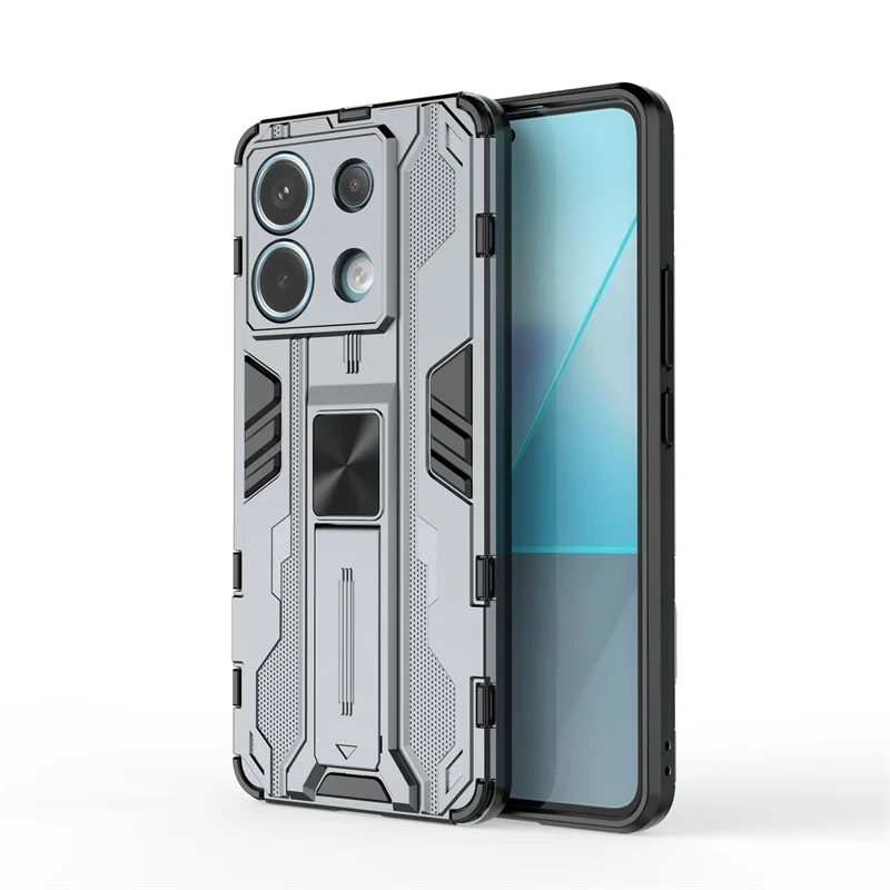 Rugged Armor Shockproof Case with Magnet Holder Stand for Xiaomi Redmi Note 13 Series