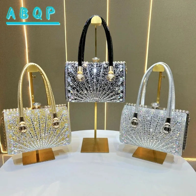 Borsa da Sera di Lusso con Diamanti, Borsa Scintillante per Feste Serale da Donna, Borsa a Spalla da Donna con Diamanti - immagine 6