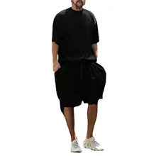  2023 Fashionable Oversize Designer Men's Lightweight Short Sleeve Sunscreen Top Set Men's Striped Quick Drying Shorts Set 