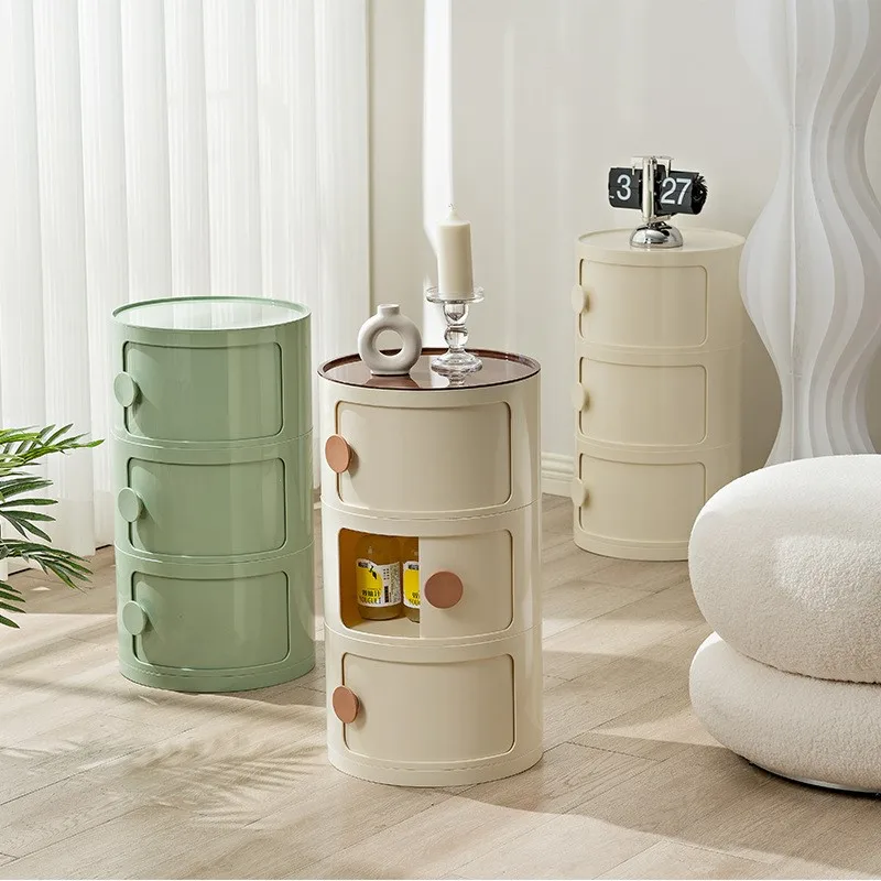 Round Bedside Table For Home Use Simple And Creative Design Detachable Bottom Stable And Beautiful OLEVO