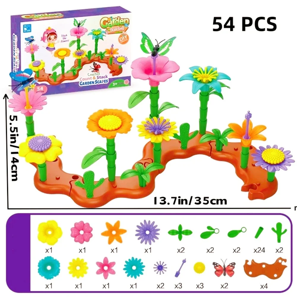 Grow Their Imagination with STEM Educational Flower Garden Building Toy-Perfect Gift for 3-7 Year Old Boys & Girls! 54-224PCS