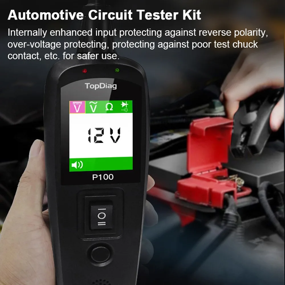 2025 Topdiag P100 Car Electrical Circuit Tester Automotive Power Scan Probe Circuit Kit 12V 24V Battery Tester Diagnostic Tool