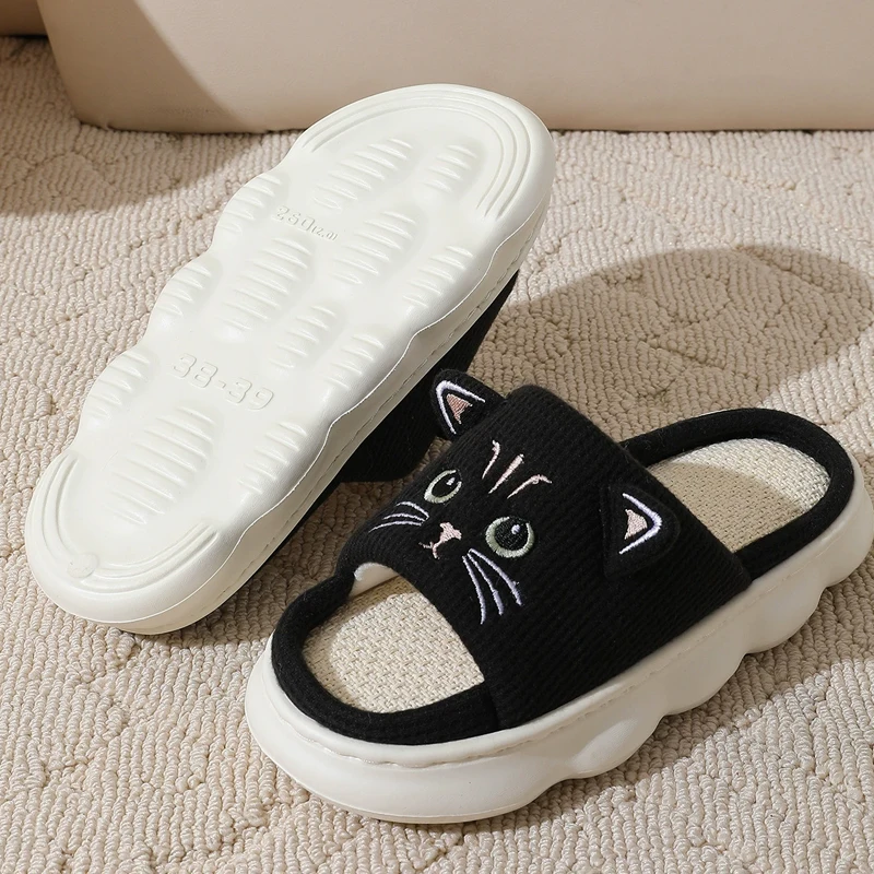 Cotton Linen Non Slip Breathable Slippers for Women