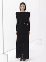 فستان شيفون نسائي من DEAT-Kink ، رقبة مائلة ، خصر فضفاض ، لون واحد ، فساتين سيدة مكتب ، موضة غير رسمية ، جديد ، صيف ، 13DB7036 ، 1